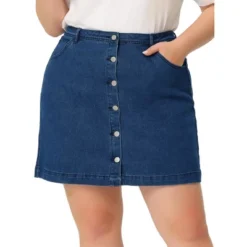 Agnes Orinda Women's Plus Size Denim Button Side Pocket Casual Jean A-Line Mini Skirt -Avene Clothing Shop GUEST 452613c2 bfe9 49d8 8a9d da96c0c79e5a
