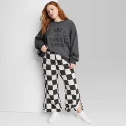 Women's Ascot + Hart Checkered Graphic Wide Leg Pants -Avene Clothing Shop GUEST 460b931a c64c 42e1 94cf d9522e560a40