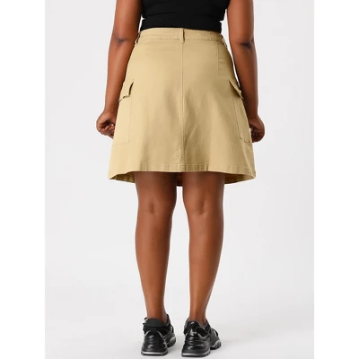 Agnes Orinda Women's Plus Size Skirt A Line Casual Above Knee Zipper Front Flare Skirts 4 Agnes Orinda Women's Plus Size Skirt A Line Casual Above Knee Zipper Front Flare Skirts - Image 4