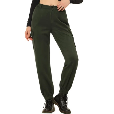 Allegra K Women's Cargo Pant Faux Suede High Waist Casual Outdoor Jogger Pants With Pockets 5 Allegra K Women's Cargo Pant Faux Suede High Waist Casual Outdoor Jogger Pants With Pockets - Image 5
