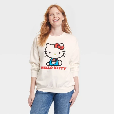 Women's Hello Kitty Cozy Graphic Sweatshirt - White 3 Women's Hello Kitty Cozy Graphic Sweatshirt - White - Image 3