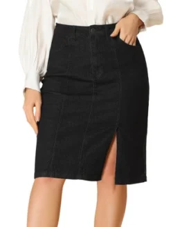 Allegra K Women's Casual Denim Skirt Slit High Waisted Knee Length Jean Skirts 11 Allegra K Women's Casual Denim Skirt Slit High Waisted Knee Length Jean Skirts -Avene Clothing Shop GUEST 484fecd1 71f8 4574 b6e8 6016c42b72f0