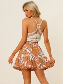 Allegra K Women's Floral Print Drawstring High Waist Ruffle Hem Swing Beach Boho Mini Skirt -Avene Clothing Shop GUEST 490011c6 a943 4384 a889 2c2d5fe85445