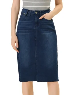 Allegra K Women's Casual Jean Skirt High Waist Back Vent Short Denim Skirts -Avene Clothing Shop GUEST 49cae232 f414 4d86 baa2 b2f13aa8c51b