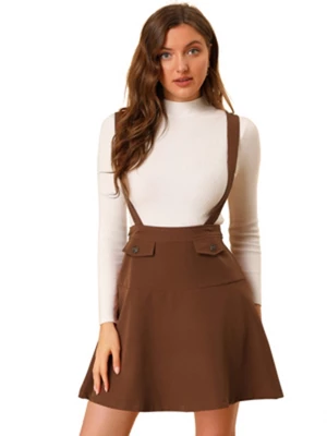 Allegra K Women's Pinafore Flared Skater Suspender Overall Skirts 7 Allegra K Women's Pinafore Flared Skater Suspender Overall Skirts - Image 7