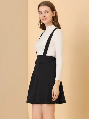 Allegra K Women's Pinafore Flared Skater Suspender Overall Skirts 4 Allegra K Women's Pinafore Flared Skater Suspender Overall Skirts - Image 4
