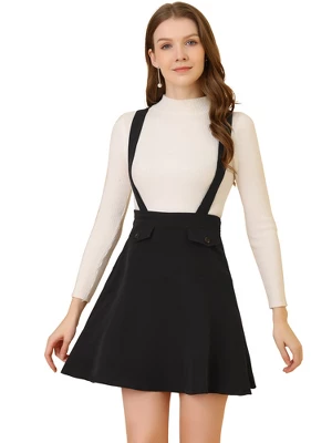 Allegra K Women's Pinafore Flared Skater Suspender Overall Skirts 6 Allegra K Women's Pinafore Flared Skater Suspender Overall Skirts - Image 6