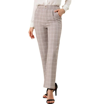 Allegra K Women's Plaid Elastic Waist Casual Work Office Long Trousers 17 Allegra K Women's Plaid Elastic Waist Casual Work Office Long Trousers - Image 17