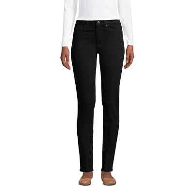 Lands' End Women's Tall Mid Rise Straight Leg Jeans - Black 3 Lands' End Women's Tall Mid Rise Straight Leg Jeans - Black - Image 3