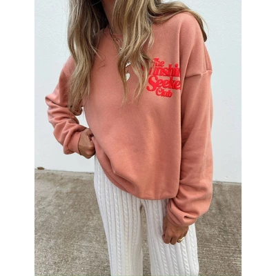 Women's Ascot + Hart Sunshine Fleece Graphic Pullover Sweatshirt - Orange 3 Women's Ascot + Hart Sunshine Fleece Graphic Pullover Sweatshirt - Orange - Image 3