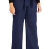 ELOQUII Women’s Plus Size Petite Classic Fit Belted High Rise Wide Leg Jean