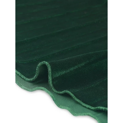 Allegra K Women's High Elastic Waist Velvet Pleated Swing Midi Skirt 4 Allegra K Women's High Elastic Waist Velvet Pleated Swing Midi Skirt - Image 4