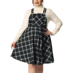 Agnes Orinda Women's Plus Size Elegant Chic Plaid Overalls Fashionable A Line Skirts -Avene Clothing Shop GUEST 577b3154 a9d7 43d5 84b4 355ab901bb77