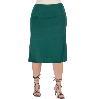 24seven Comfort Apparel A Line Elastic Waist Knee Length Plus Size Skirt 5 24seven Comfort Apparel A Line Elastic Waist Knee Length Plus Size Skirt - Image 5