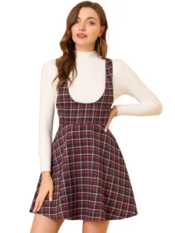 Allegra K Women's Pinafore Overall Tartan Checks Braces A-line Suspender Skirt -Avene Clothing Shop GUEST 5daa36c2 61d7 46fa b83c 5983ad9966a1