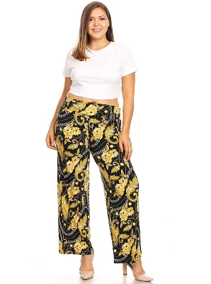 Women's Plus Size Printed Palazzo Pants - White Mark 17 Women's Plus Size Printed Palazzo Pants - White Mark - Image 17