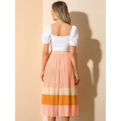 Allegra K Women's Elastic Waist Color Block A-Line Midi Pleated Chiffon Skirt -Avene Clothing Shop GUEST 61f6c53b c18e 40b6 9aaa 8ac96456b0c4