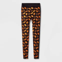 Women's Foil Printed "Boo!" Halloween Seamless Fleece Lined Leggings - Hyde & EEK! Boutique™ Black/Orange -Avene Clothing Shop GUEST 633d9a94 a0b1 490f b488 4c6a9ca7a777