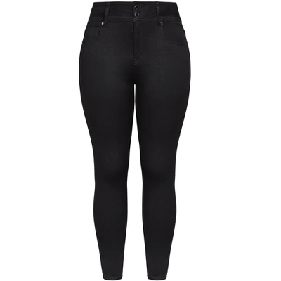 Women's Plus Size Harley Skinny Petite Black Jean - Black | CITY CHIC 2 Women's Plus Size Harley Skinny Petite Black Jean - Black | CITY CHIC - Image 2
