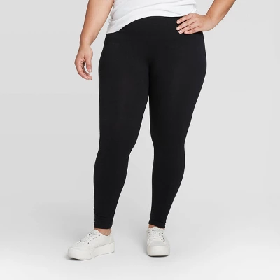 Women's High Waisted Cotton Blend Seamless Leggings - A New Day™ 2 Women's High Waisted Cotton Blend Seamless Leggings - A New Day™ - Image 2