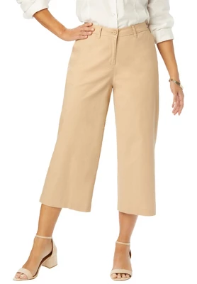 Jessica London Women’s Plus Size Chino Wide-Leg Crop 3 Jessica London Women’s Plus Size Chino Wide-Leg Crop - Image 3