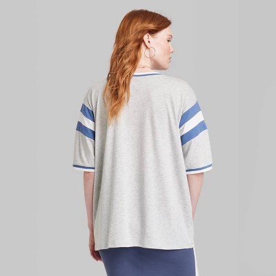 Women's Ascot + Hart Varsity Elbow Sleeve Graphic T-Shirt - Gray 2 Women's Ascot + Hart Varsity Elbow Sleeve Graphic T-Shirt - Gray - Image 2