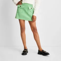 Women's Felt Double Front Pocket Mini Skirt - Future Collective™ With Reese Blutstein Green -Avene Clothing Shop GUEST 663a5f18 832a 4893 888f 080dbb3dd99d