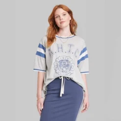 Women's Ascot + Hart Varsity Elbow Sleeve Graphic T-Shirt - Gray