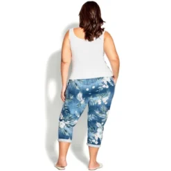 Women's Plus Size Jenny Knit Crop Pant - Cerulean | AVENUE