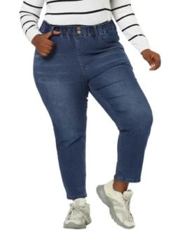 Agnes Orinda Women's Plus Size Pull-On Washed Denim Elastic Waist Stretch Jean -Avene Clothing Shop GUEST 67659aa7 31b5 48eb a579 f02c02475ba2