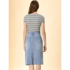 Allegra K Women's Casual Jean Skirt High Waist Back Vent Short Denim Skirts -Avene Clothing Shop GUEST 68d495c9 94ed 44ce 8d58 b85f168b4652