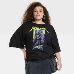 Women's Halloween Metallica Oversized Short Sleeve Graphic T-Shirt - Black -Avene Clothing Shop GUEST 6e116aba d06e 49cc ab5f db5cd299db7f