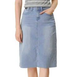 Allegra K Women's Casual Jean Skirt High Waist Back Vent Short Denim Skirts -Avene Clothing Shop GUEST 6fd44ab1 d33f 400e 9366 54778e7fc358