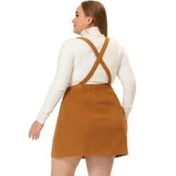 Agnes Orinda Women's Plus Size Corduroy Suspender Elastic Back A-Line Mini Skirt -Avene Clothing Shop GUEST 705ccee1 ef35 466b be6d 4a0387d24bf4