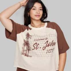 Women's Ascot + Hart Cropped St. John Elbow Sleeve Graphic T-Shirt - Brown 13 Women's Ascot + Hart Cropped St. John Elbow Sleeve Graphic T-Shirt - Brown -Avene Clothing Shop GUEST 709e1493 cb0c 4ae8 bf20 05fa4d7a3d29