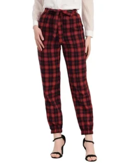 Allegra K Women's Elastic High Waist Leisure Plaid Pants With Pockets -Avene Clothing Shop GUEST 76e62dbb 19c1 4ffb 94b0 ef002ceb3bc8