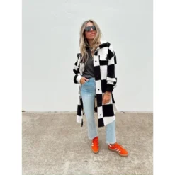 Women's Ascot + Hart Checkered Fleece Graphic Shacket -Avene Clothing Shop GUEST 7761dd51 2ad9 44dc b315 8856223381fb