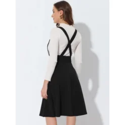 Allegra K Women's High Waist Solid Color Button Decor Flared Midi Suspender Skirt -Avene Clothing Shop GUEST 7a44831b 76f7 4089 9f6c 74958f40e119