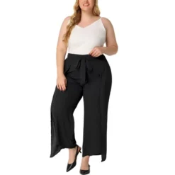 Agnes Orinda Women's Plus Size Split Wide Leg Tie Knot High Rise Palazzo Formal Outfits Pants -Avene Clothing Shop GUEST 7ab3f790 0347 4120 abaa 87d106688e88