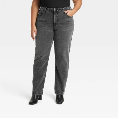 Women's High-Rise Straight Leg Jeans - Ava & Viv™ 3 Women's High-Rise Straight Leg Jeans - Ava & Viv™ - Image 3