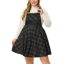 Agnes Orinda Women's Plus Size Elegant Chic Plaid Overalls Fashionable A Line Skirts -Avene Clothing Shop GUEST 7c76cd27 fee6 4b90 bd72 828d57fde5e1