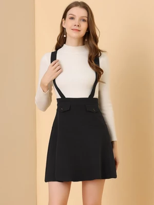 Allegra K Women's Pinafore Flared Skater Suspender Overall Skirts 2 Allegra K Women's Pinafore Flared Skater Suspender Overall Skirts - Image 2