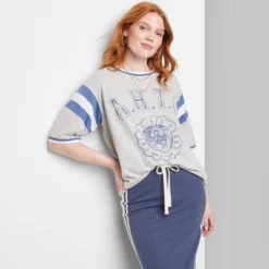 Women's Ascot + Hart Varsity Elbow Sleeve Graphic T-Shirt - Gray 12 Women's Ascot + Hart Varsity Elbow Sleeve Graphic T-Shirt - Gray -Avene Clothing Shop GUEST 80859283 34ce 42cb 9bde e5c609d93680