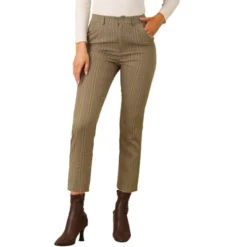 Allegra K Women's Plaid High Waist Elastic Back Office Work Ankle Pants -Avene Clothing Shop GUEST 80bf5bcf a922 4242 a1c3 62e6eb026f83