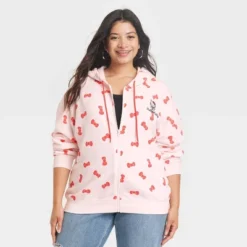 Women's Sanrio Hello Kitty Bow Zip-Up Graphic Hoodie - Pink -Avene Clothing Shop GUEST 81132368 f877 4469 b998 aa0568e189ad