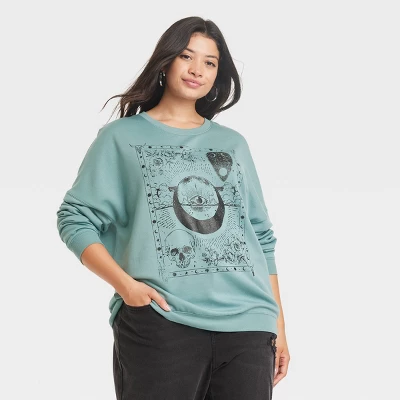 Women's Celestial Cozy Graphic Sweatshirt - Aqua Blue 3 Women's Celestial Cozy Graphic Sweatshirt - Aqua Blue - Image 3