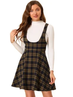 Allegra K Women's Pinafore Overall Tartan Checks Braces A-line Suspender Skirt -Avene Clothing Shop GUEST 8486b5ce 315a 4461 ade0 9f08f6b0d928