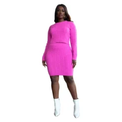 Rebdolls Women's Plus Size Cable Knit Mini Skirt