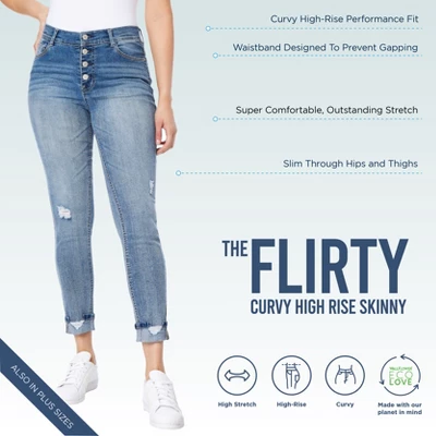 WallFlower Women's Flirty Curvy Skinny High Rise Insta Stretch Juniors Jeans (Standard And Plus) 3 WallFlower Women's Flirty Curvy Skinny High Rise Insta Stretch Juniors Jeans (Standard And Plus) - Image 3
