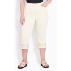 Women's Plus Size Nicola Crop Jean - Cream | AVENUE -Avene Clothing Shop GUEST 88ec83eb 160a 4407 aefe 12180742283d